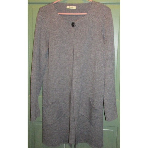 Cocogio Women's Gray Merino Wool Blend Long Sleeve Open Cardigan Sweater Italy - Picture 1 of 9